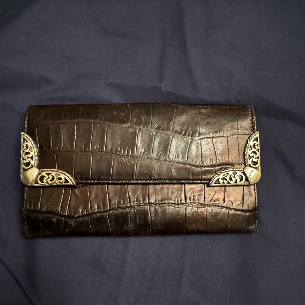 Brighton black leather checkbook wallet